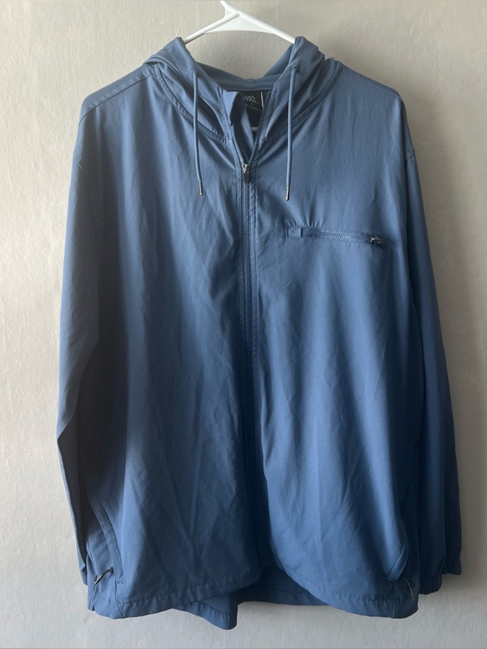Leg3nd Men's Hoodie Performance Full Zip Windbreaker Jakcet Blue Size Large